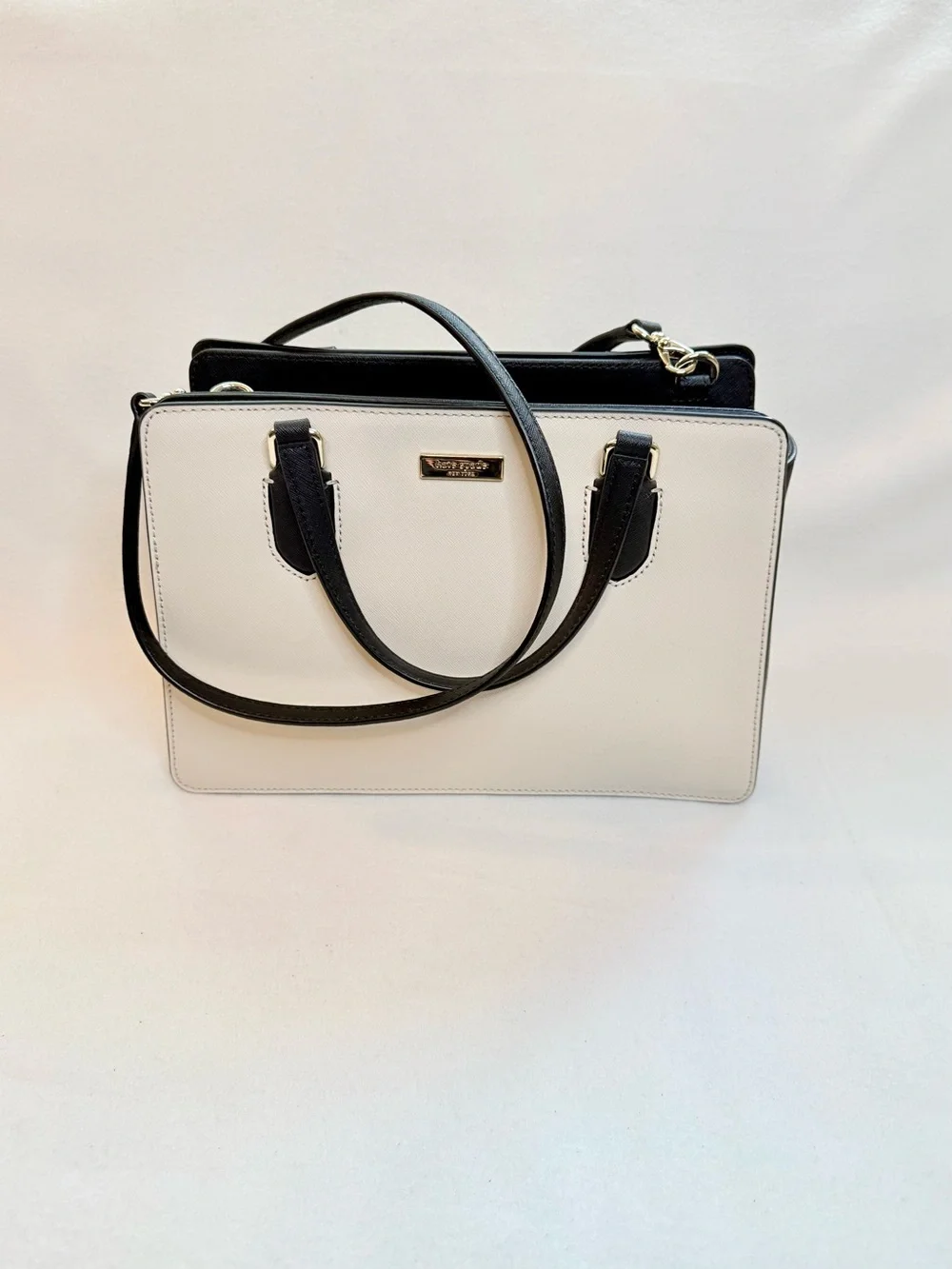 Kate Spade Black and Cream Two-Tone Structured Satchel